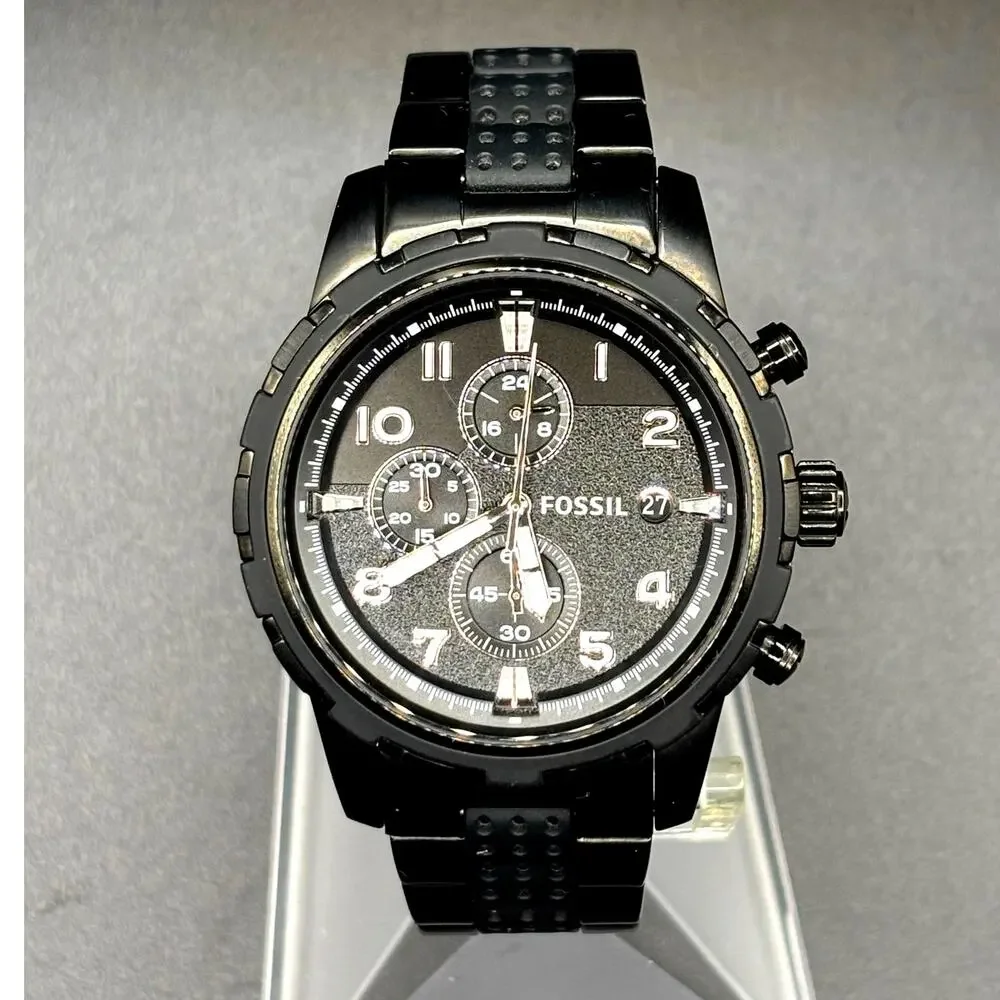 Fossil Dean FS4902 Black Chronograph Steel Silicone Men’s Watch 45mm